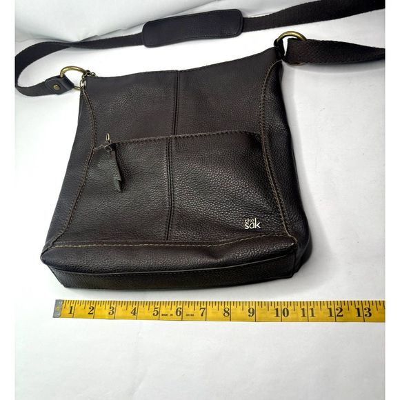 The Sak Iris Cocoa Pebbled Leather Crossbody Bag Purse Womens Brown - Picture 10 of 11
